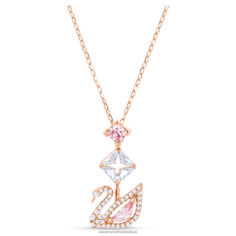 oslnivý náhrdelník labuť labuť, ružové, pozlátené ružovým zlatom B8ZNT25 Swarovski šperky