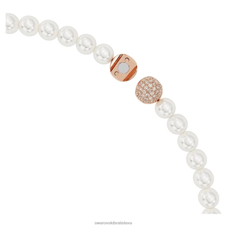 pekný náhrdelník pierko, biele, pozlátené ružovým zlatom B8ZNT108 Swarovski šperky