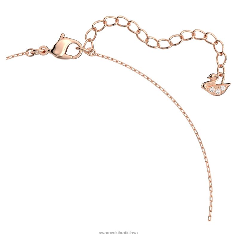 prilákať náhrdelník hranatý rez, biela, pozlátená ružovým zlatom B8ZNT22 Swarovski šperky