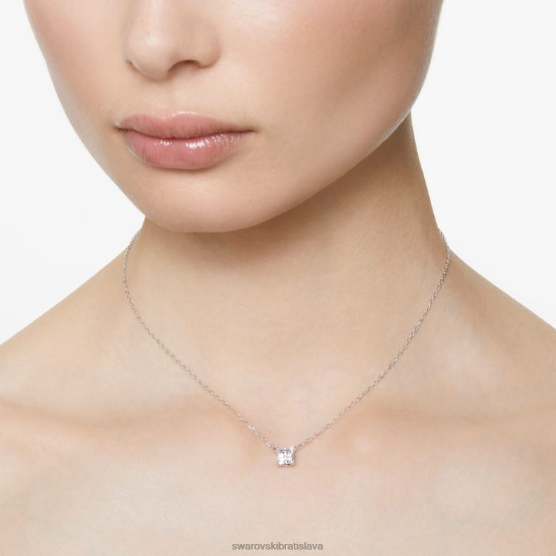 prilákať náhrdelník hranatý rez, biela, rhodiovaná B8ZNT15 Swarovski šperky
