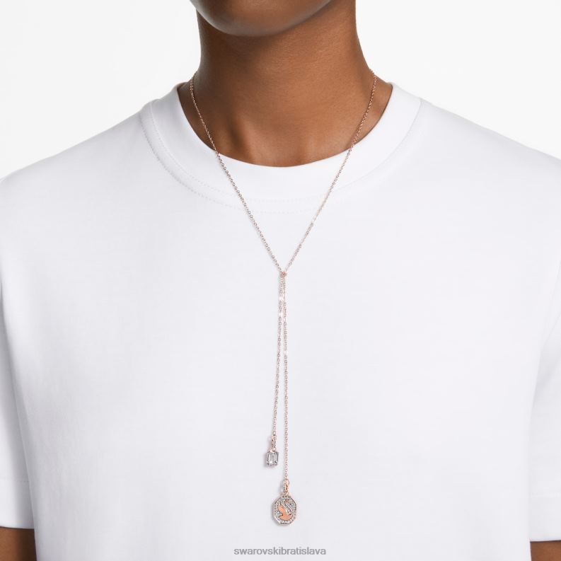 signum y náhrdelník labuť, biela, pozlátená ružovým zlatom B8ZNT103 Swarovski šperky