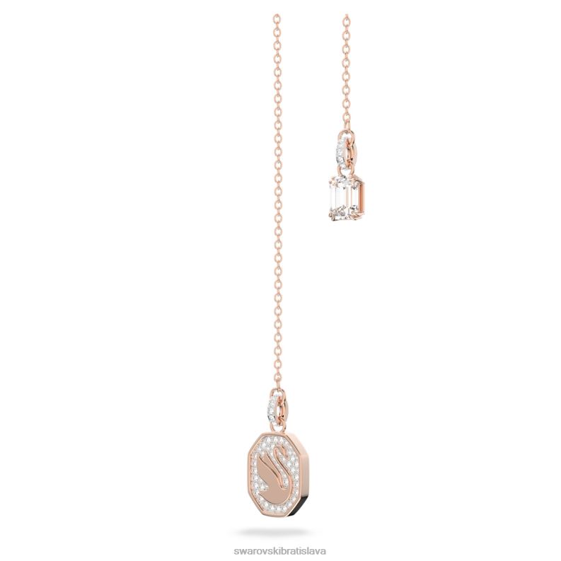 signum y náhrdelník labuť, biela, pozlátená ružovým zlatom B8ZNT103 Swarovski šperky