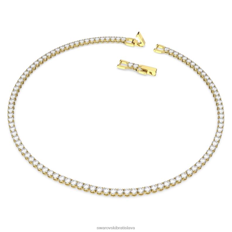 tenisový luxusný náhrdelník okrúhly výbrus, biely, pozlátený B8ZNT135 Swarovski šperky