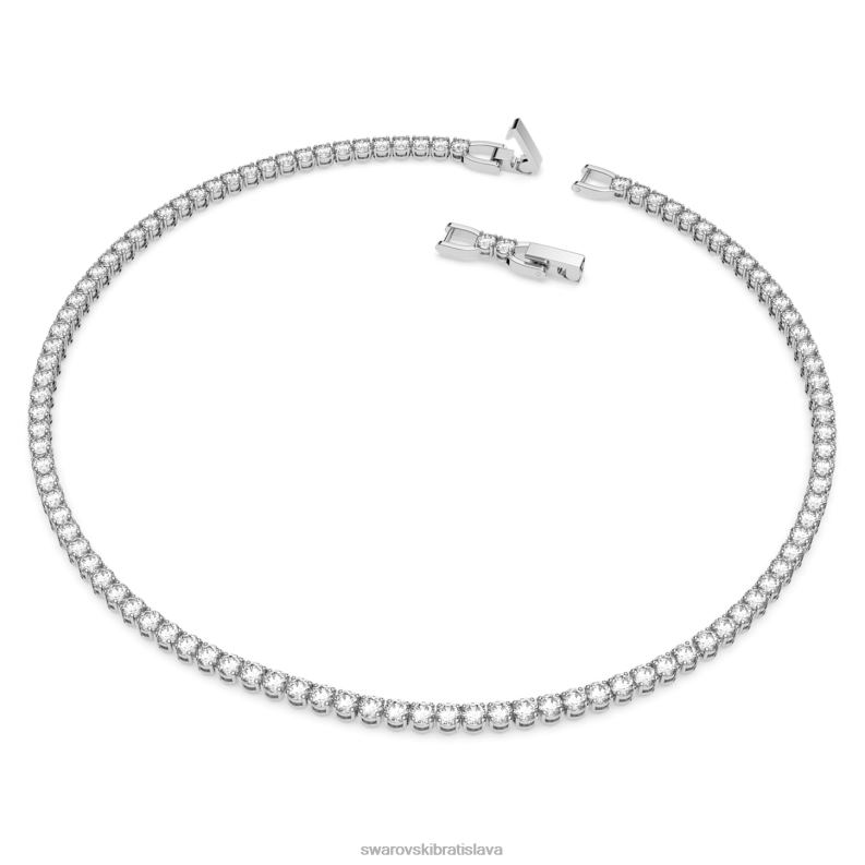 tenisový luxusný náhrdelník okrúhly výbrus, biely, rhodiovaný B8ZNT9 Swarovski šperky