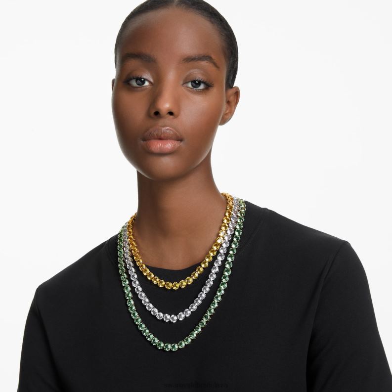 tenisový náhrdelník matrix okrúhly strih, viacfarebný, povrchová úprava zmiešaný kov B8ZNT140 Swarovski šperky