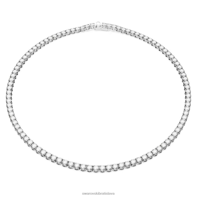 tenisový náhrdelník matrix okrúhly výbrus, biely, rhodiovaný B8ZNT1 Swarovski šperky