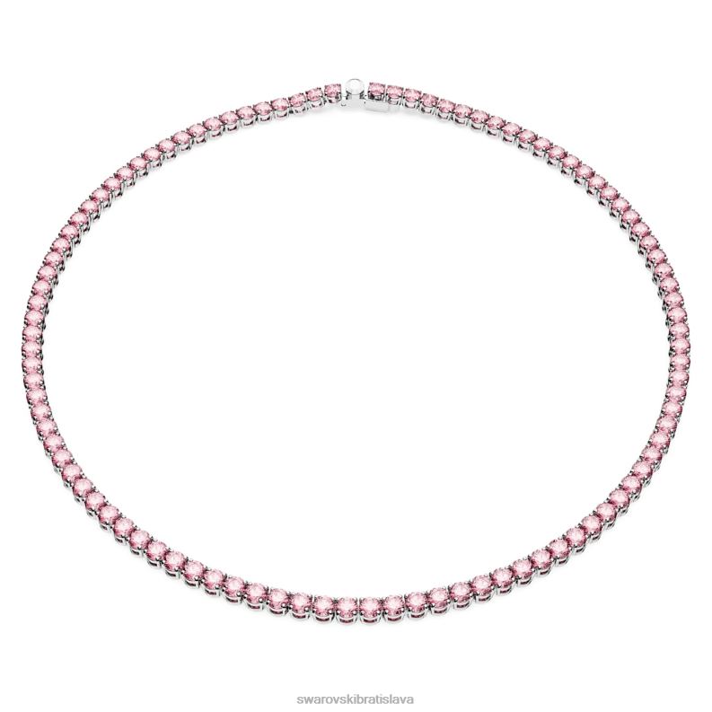 tenisový náhrdelník matrix okrúhly výbrus, ružová, rhodiovaná B8ZNT3 Swarovski šperky