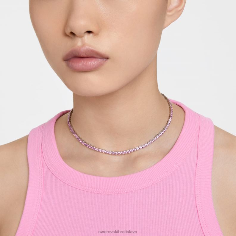 tenisový náhrdelník matrix okrúhly výbrus, ružová, rhodiovaná B8ZNT3 Swarovski šperky
