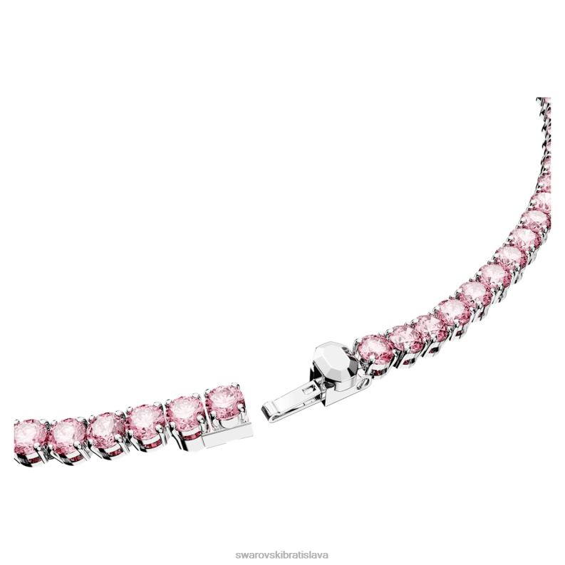 tenisový náhrdelník matrix okrúhly výbrus, ružová, rhodiovaná B8ZNT3 Swarovski šperky