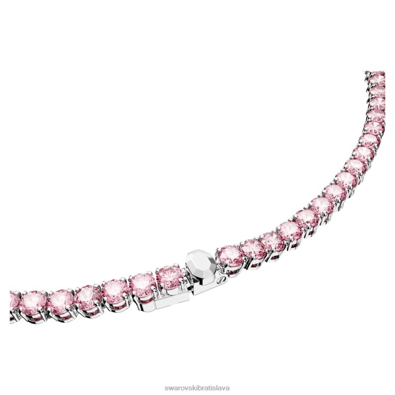 tenisový náhrdelník matrix okrúhly výbrus, ružová, rhodiovaná B8ZNT3 Swarovski šperky