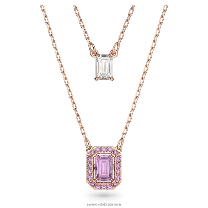 tisícročia vrstvený náhrdelník osemhranný výbrus, fialový, pozlátený ružovým zlatom B8ZNT47 Swarovski šperky