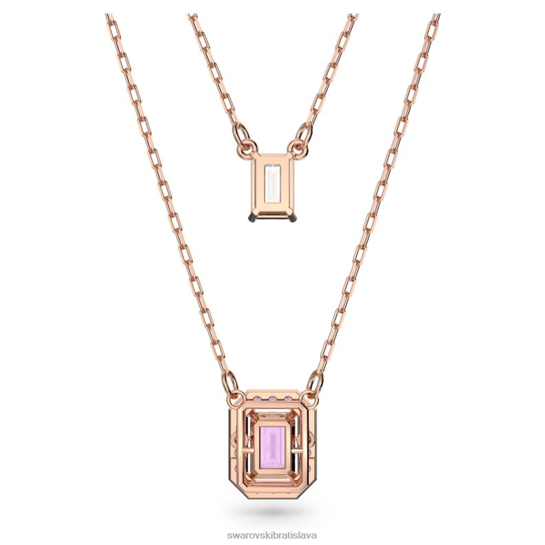 tisícročia vrstvený náhrdelník osemhranný výbrus, fialový, pozlátený ružovým zlatom B8ZNT47 Swarovski šperky
