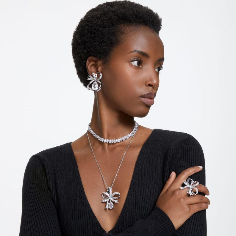 tisícročný náhrdelník hruškový rez, biely, rhodiovaný B8ZNT23 Swarovski šperky