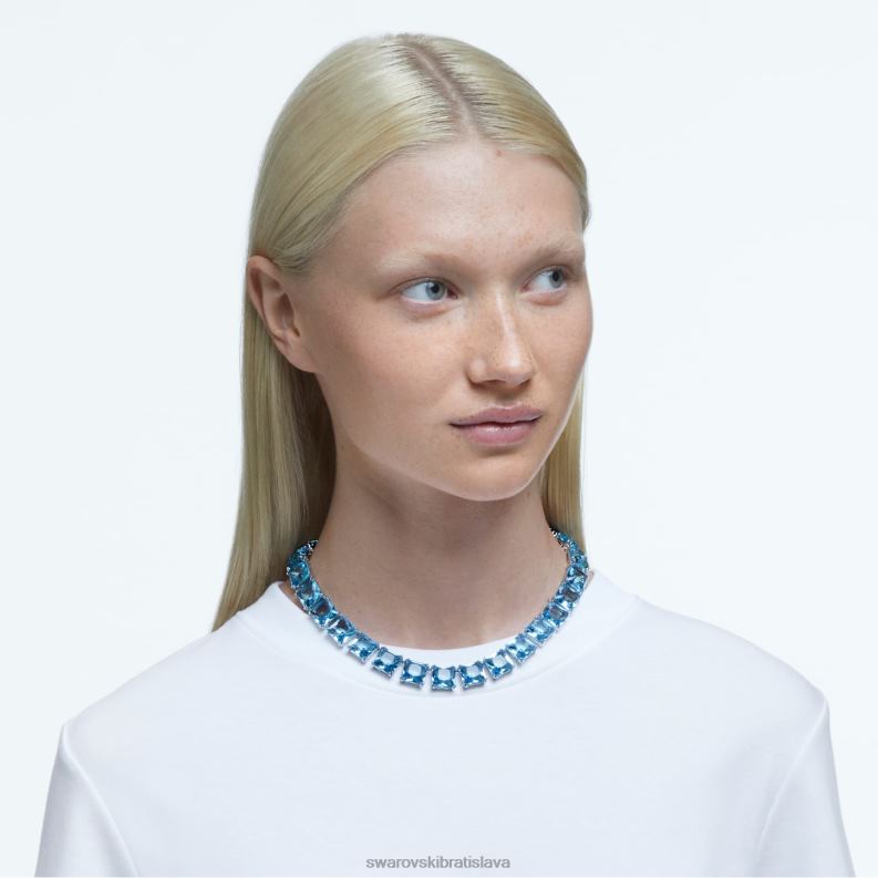 tisícročný náhrdelník štvorcový rez, modrá, rhodiovaná B8ZNT46 Swarovski šperky
