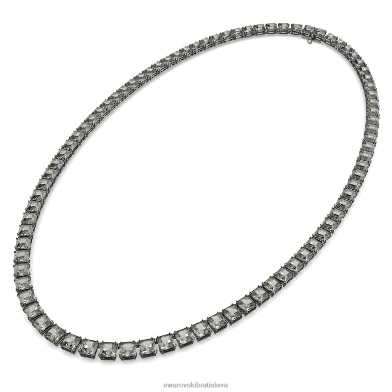 tisícročný náhrdelník štvorcový výbrus, sivý, ruténiový B8ZNT123 Swarovski šperky