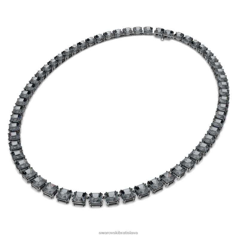 tisícročný náhrdelník štvorcový výbrus, sivý, ruténiový B8ZNT81 Swarovski šperky