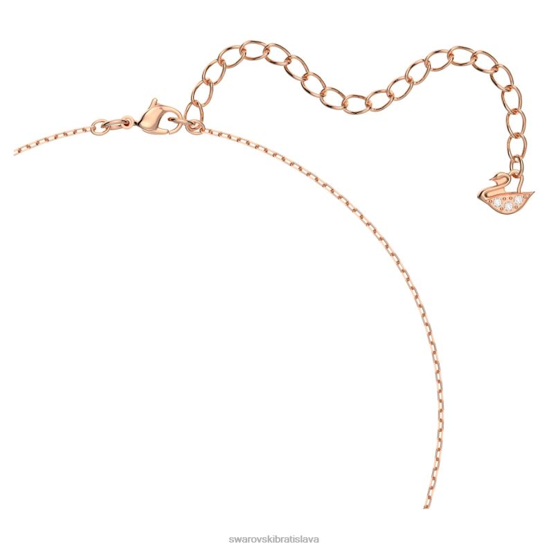 šumivý tanečný náhrdelník ďatelina, biela, pozlátená ružovým zlatom B8ZNT102 Swarovski šperky
