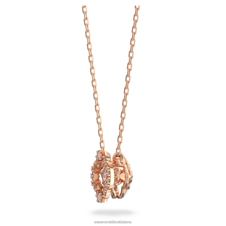 šumivý tanečný náhrdelník ďatelina, biela, pozlátená ružovým zlatom B8ZNT102 Swarovski šperky