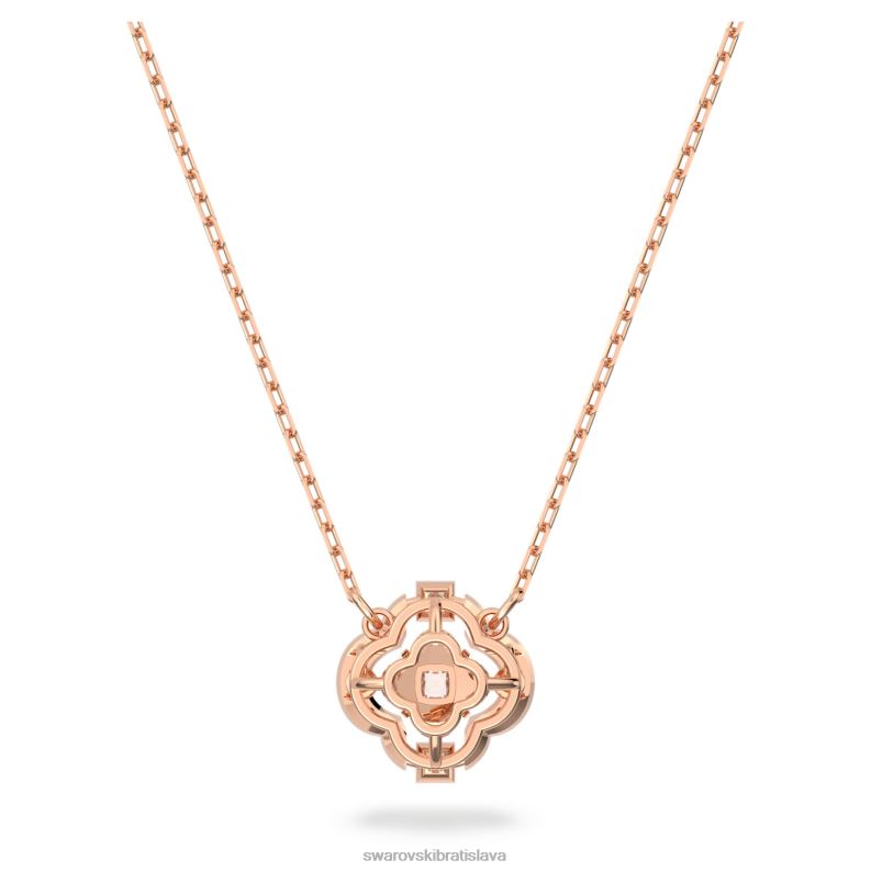 šumivý tanečný náhrdelník ďatelina, biela, pozlátená ružovým zlatom B8ZNT102 Swarovski šperky