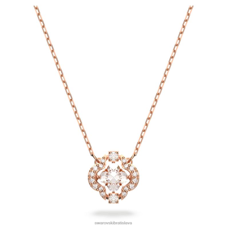 šumivý tanečný náhrdelník ďatelina, biela, pozlátená ružovým zlatom B8ZNT155 Swarovski šperky