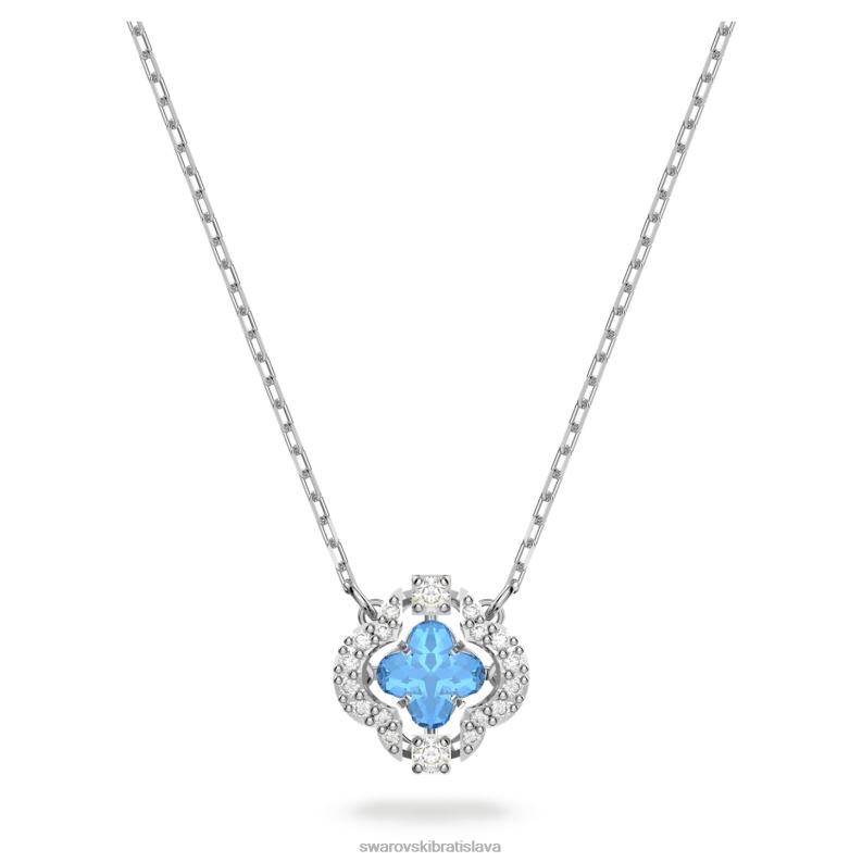šumivý tanečný náhrdelník ďatelina, modrá, rhodiovaná B8ZNT124 Swarovski šperky