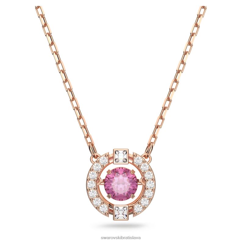 šumivý tanečný náhrdelník okrúhly výbrus, červený, pozlátený ružovým zlatom B8ZNT38 Swarovski šperky