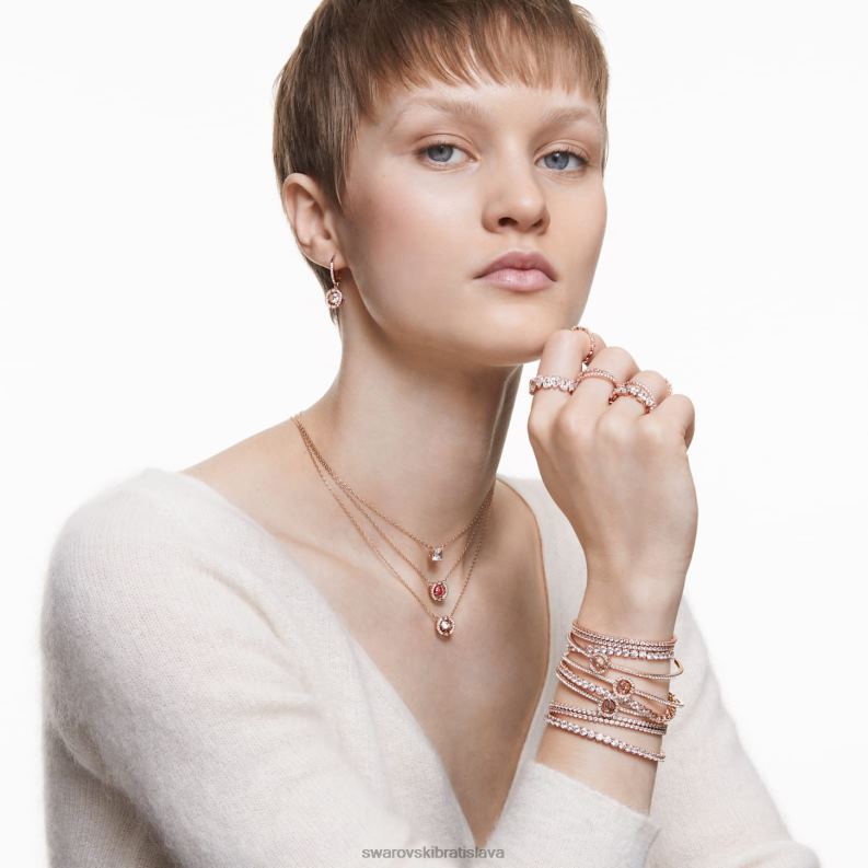 šumivý tanečný náhrdelník okrúhly výbrus, červený, pozlátený ružovým zlatom B8ZNT38 Swarovski šperky