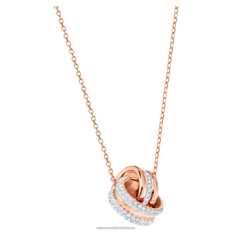 ďalej prívesok dlažba, prepletené kruhy, biele, pozlátené ružovým zlatom B8ZNT189 Swarovski šperky