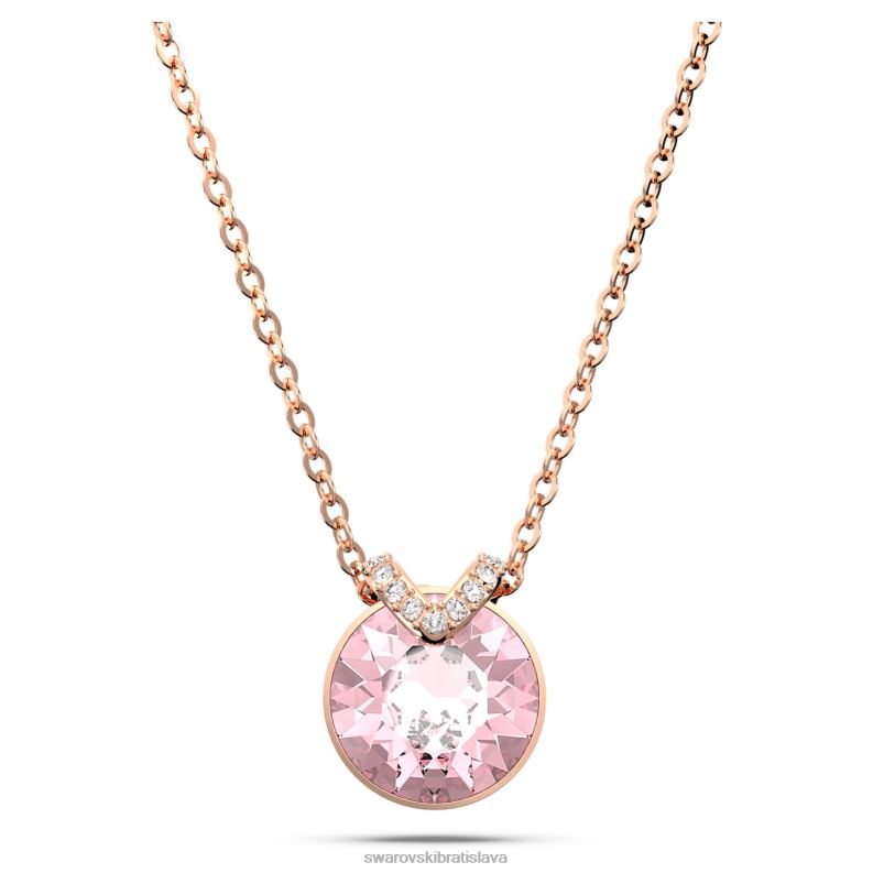 bella v prívesok okrúhly strih, ružové, pozlátené ružovým zlatom B8ZNT184 Swarovski šperky