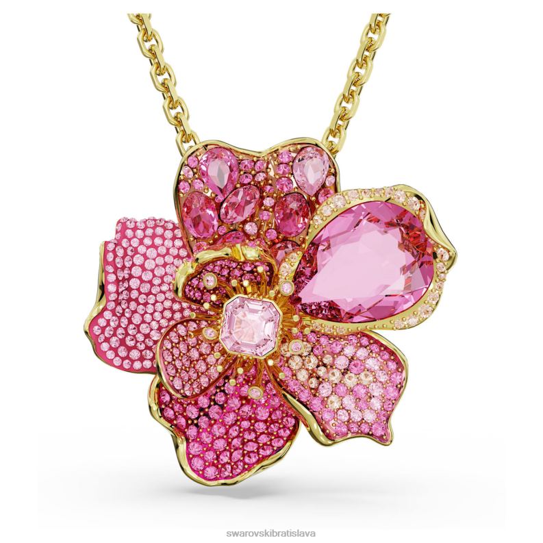 florere prívesok a brošňa dlažba, kvetina, ružová, pozlátená B8ZNT331 Swarovski šperky