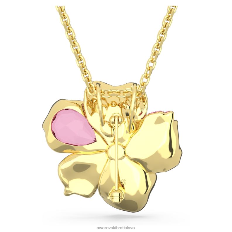 florere prívesok a brošňa dlažba, kvetina, ružová, pozlátená B8ZNT331 Swarovski šperky