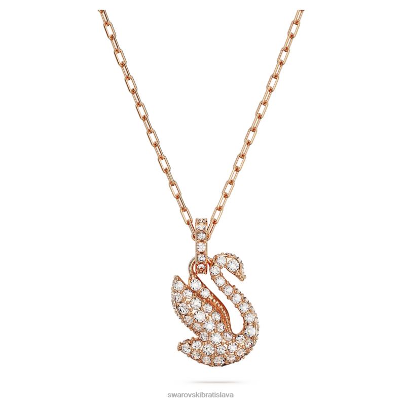 ikonický prívesok labuť labuť, biela, pozlátená ružovým zlatom B8ZNT252 Swarovski šperky