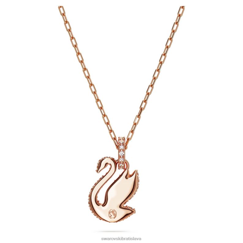 ikonický prívesok labuť labuť, biela, pozlátená ružovým zlatom B8ZNT252 Swarovski šperky