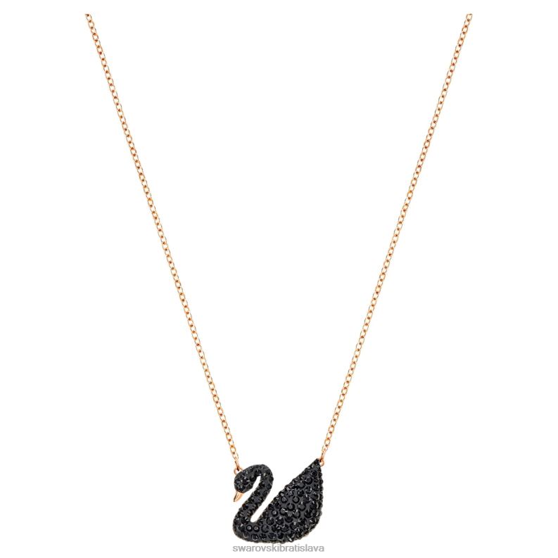 ikonický prívesok labuť labuť, čierna, pozlátená ružovým zlatom B8ZNT168 Swarovski šperky