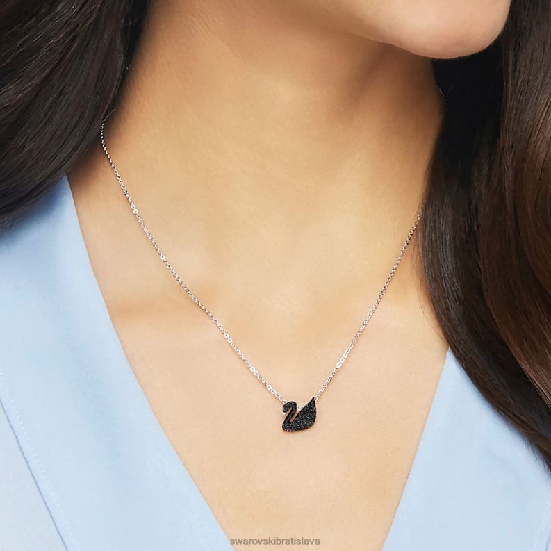 ikonický prívesok labuť labuť, čierna, rhodiovaná B8ZNT201 Swarovski šperky