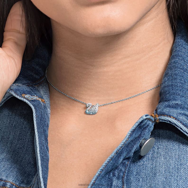 ikonický prívesok labuť labuť, modrá, rhodiovaná B8ZNT198 Swarovski šperky