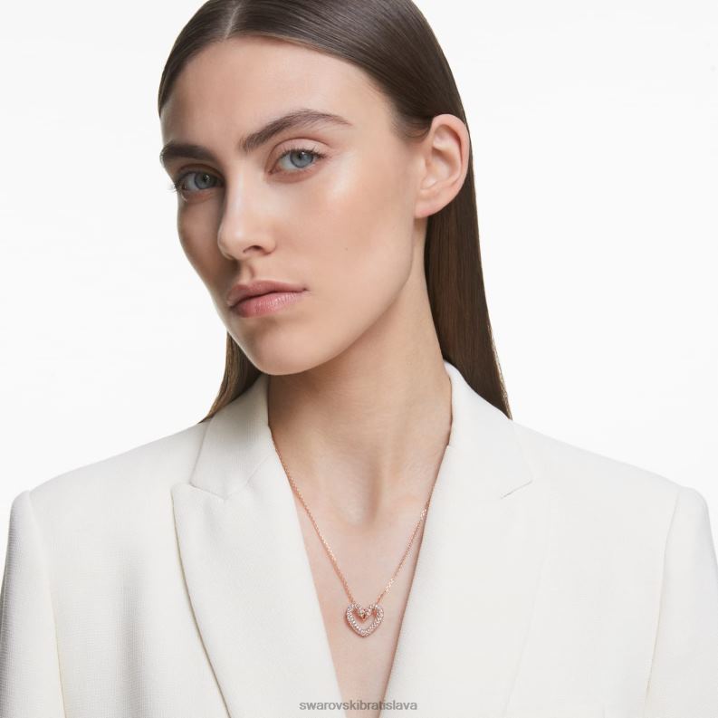 jeden prívesok srdce, biele, pozlátené ružovým zlatom B8ZNT340 Swarovski šperky