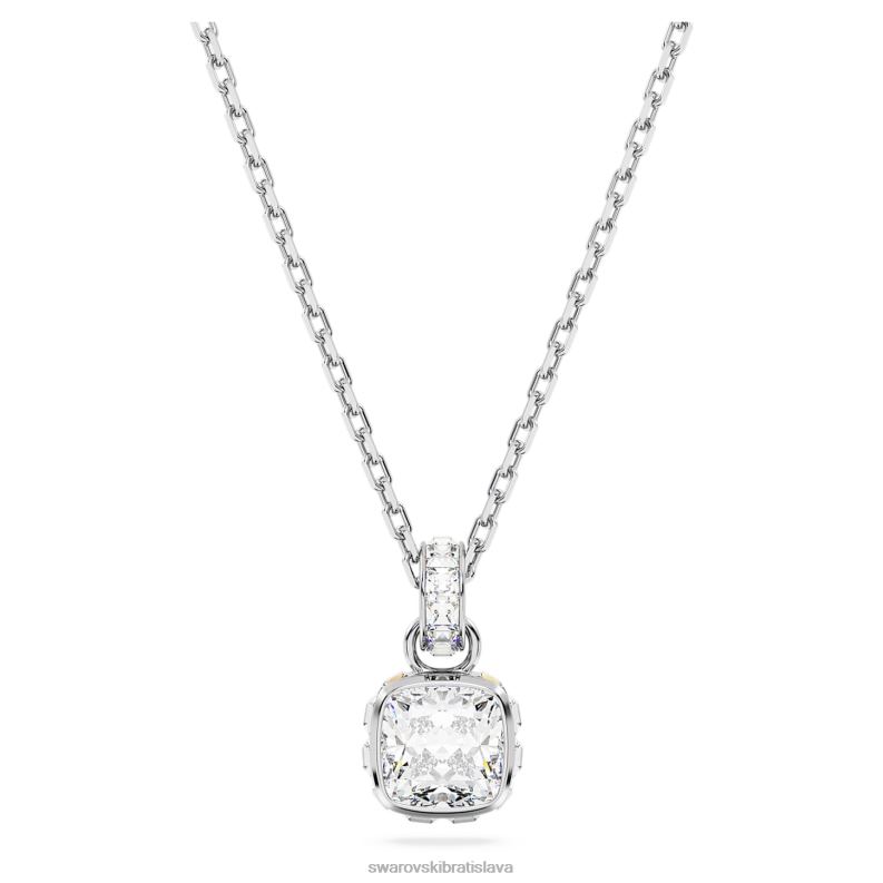 kamienkový prívesok hranatý výbrus apríl, biely, rhodiovaný B8ZNT192 Swarovski šperky