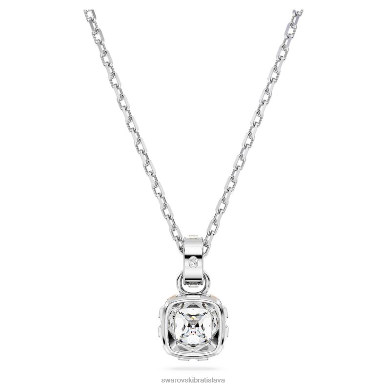 kamienkový prívesok hranatý výbrus apríl, biely, rhodiovaný B8ZNT192 Swarovski šperky