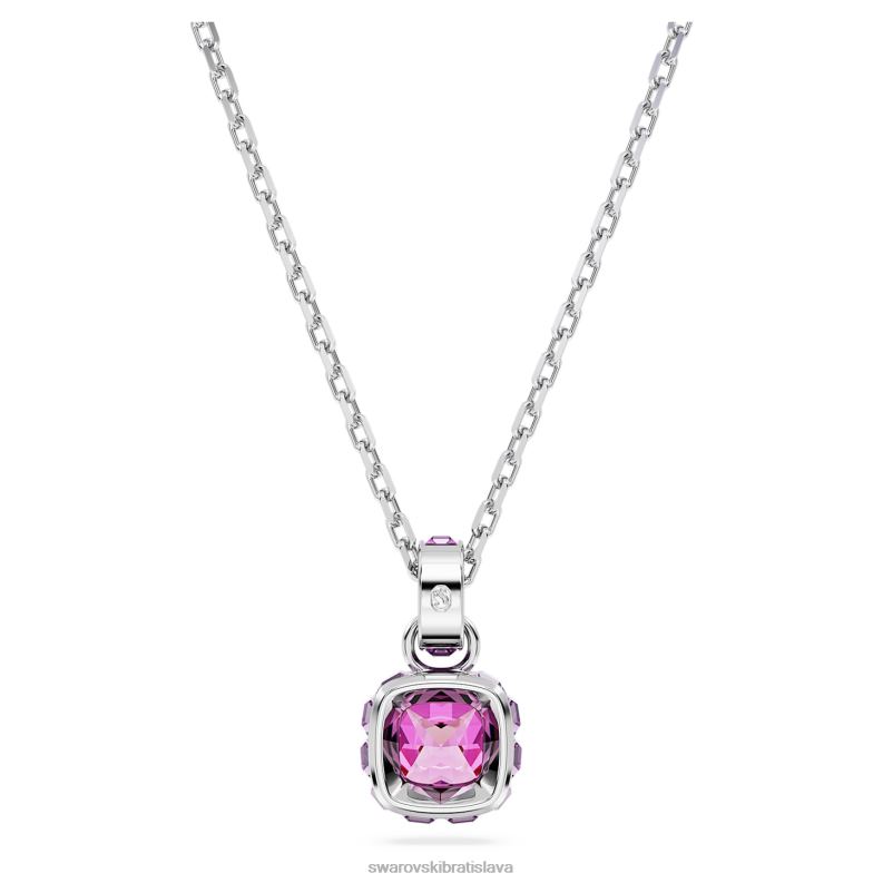 kamienkový prívesok hranatý výbrus február, ružové, rhodiované B8ZNT211 Swarovski šperky