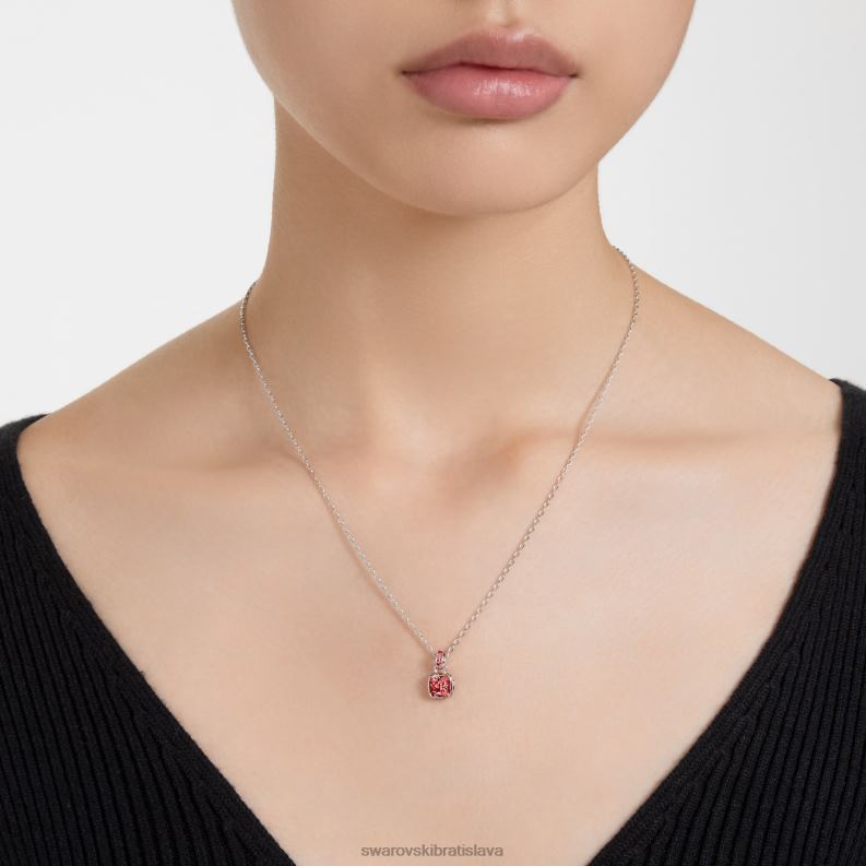 kamienkový prívesok hranatý výbrus júlová, červená, rhodiovaná B8ZNT200 Swarovski šperky