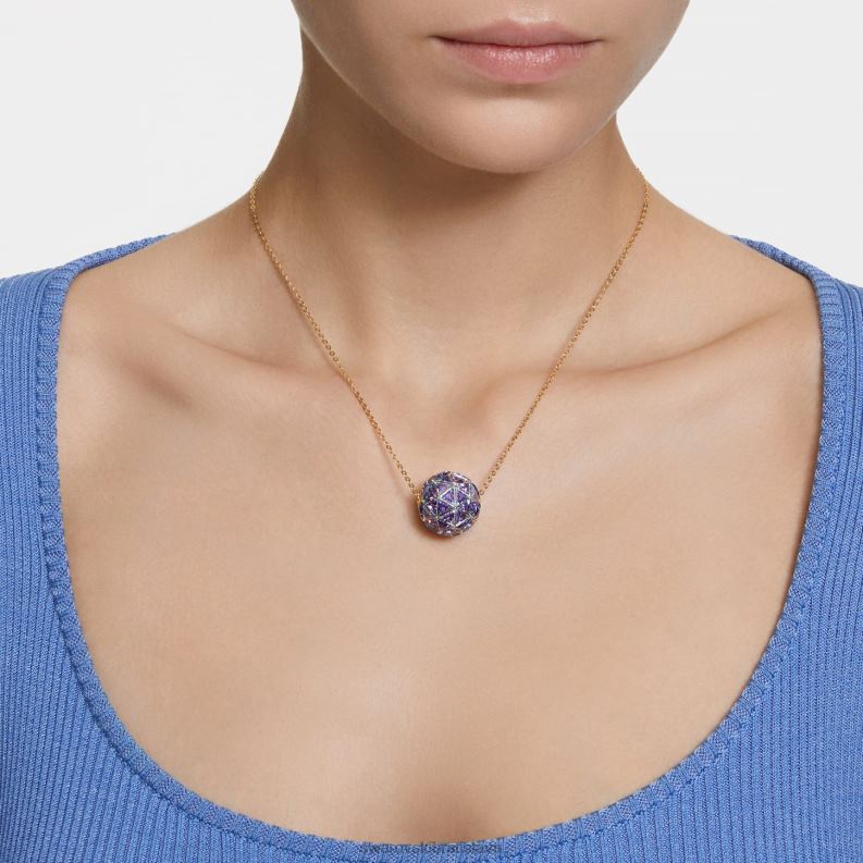 kuriózny prívesok trojuholníkový strih, modrá, pozlátená B8ZNT250 Swarovski šperky