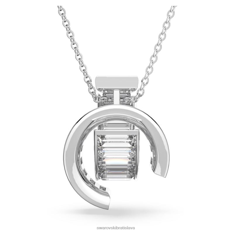 matricový prívesok bageta rezaná, biela, rhodiovaná B8ZNT231 Swarovski šperky