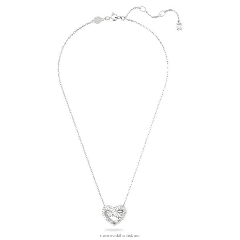 matricový prívesok zmiešané rezy, srdce, biele, rhodiované B8ZNT242 Swarovski šperky