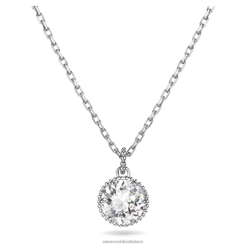 okrúhly prívesok z kameňa apríl, biely, rhodiovaný B8ZNT312 Swarovski šperky