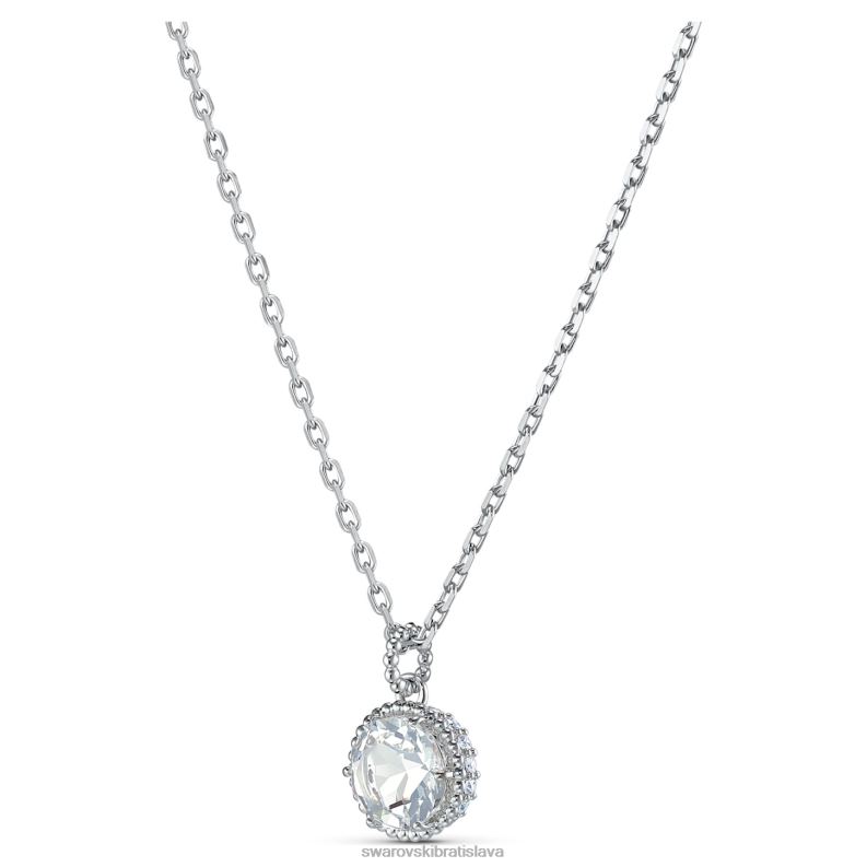 okrúhly prívesok z kameňa apríl, biely, rhodiovaný B8ZNT312 Swarovski šperky