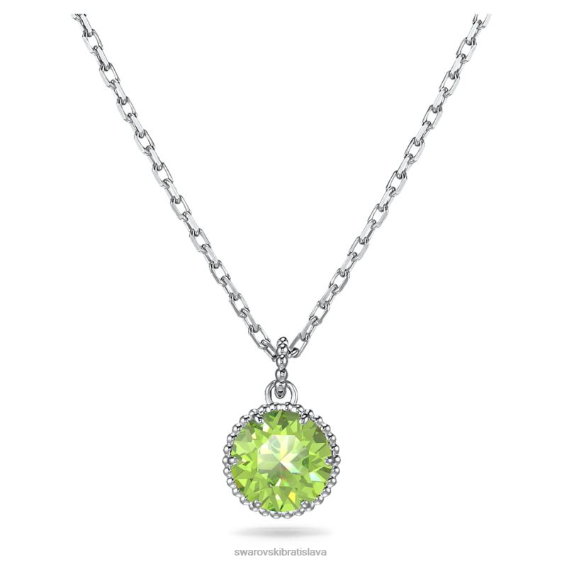 okrúhly prívesok z kameňa august, zelená, rhodiovaná B8ZNT319 Swarovski šperky