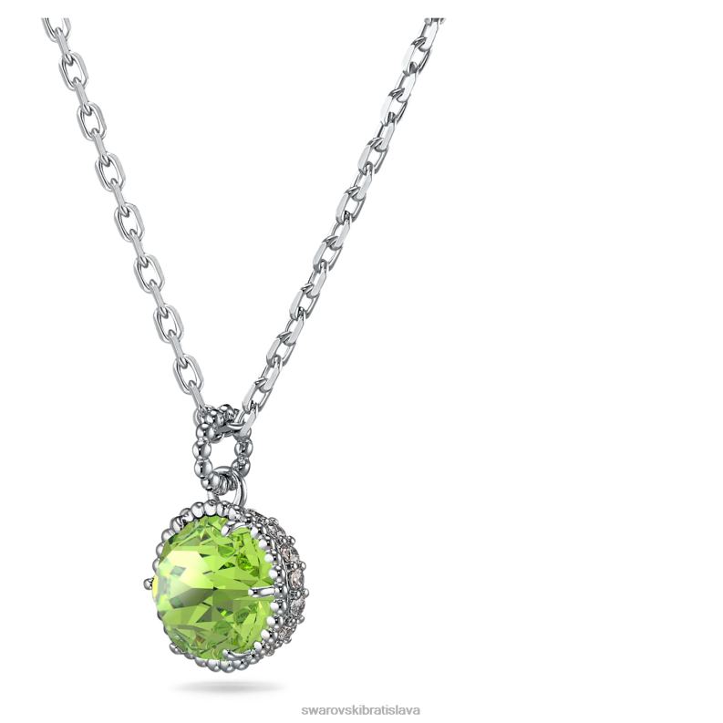okrúhly prívesok z kameňa august, zelená, rhodiovaná B8ZNT319 Swarovski šperky