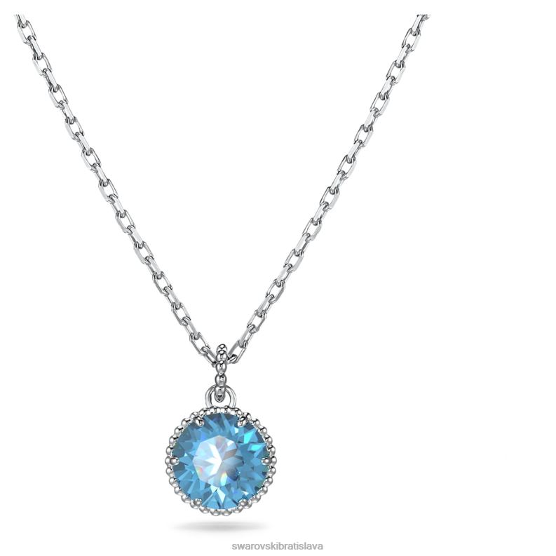 okrúhly prívesok z kameňa decembrový, modrý, rhodiovaný B8ZNT294 Swarovski šperky