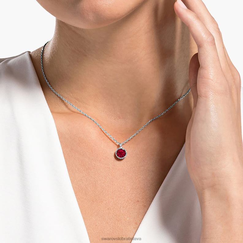 okrúhly prívesok z kameňa júlová, červená, rhodiovaná B8ZNT314 Swarovski šperky
